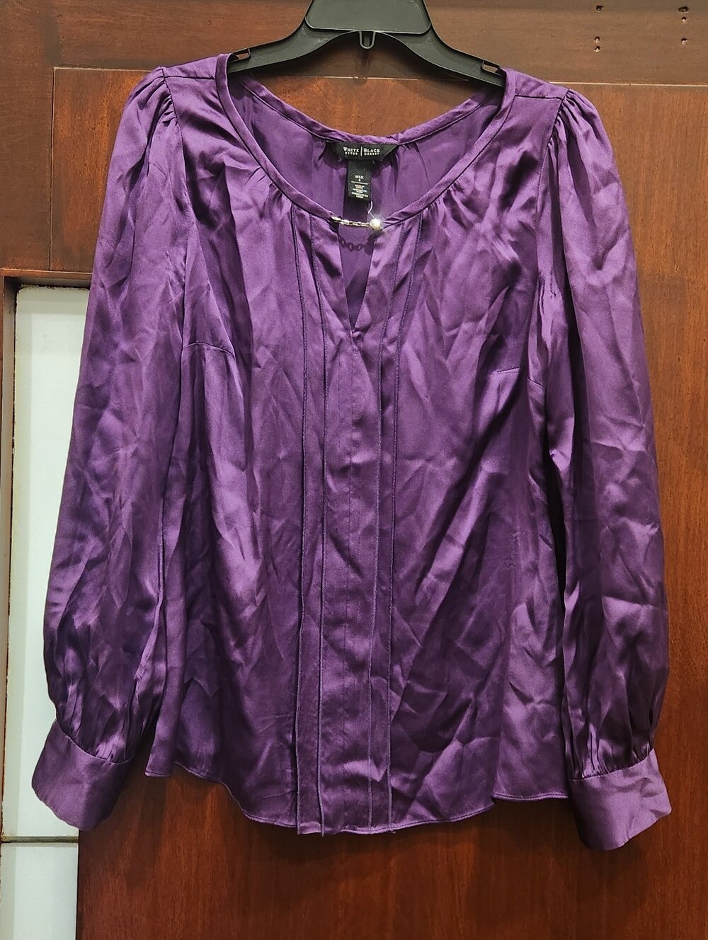 WHBM 100% Silk Deep Purple Maximalist Blouse with Chain Office Party Cocktail